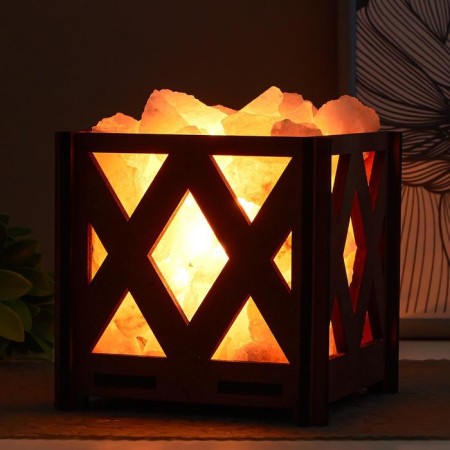 Salt lamp "Basket b rhombus" E14 15W 1.8 kg Dimmer 14x14x18 cm-2
