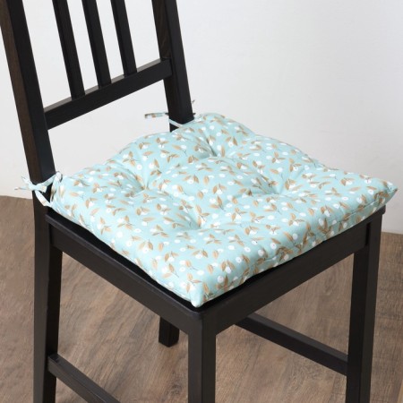 Siddle on the chair Ethel "Flowers" cental blue, 40x40 cm, 100% p/e-3