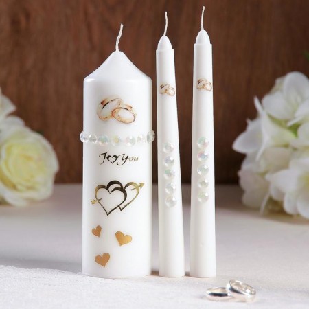 A set of wedding suppositories with beads "Wedding rings", white, handmade, mix-5