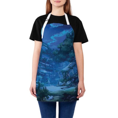 Apron kitchen with a photo print "Moonlight", adjustable, size OS