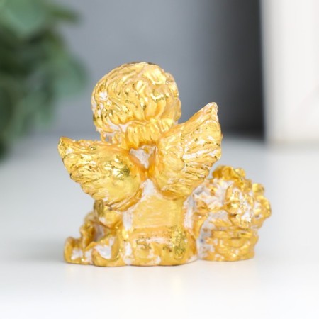 Souvenir Polystone "Angel with roses" gold mix 4x5x5.5 cm-3