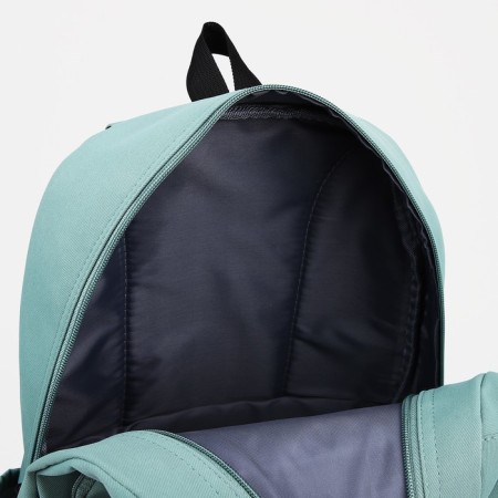 Youth backpack from textiles, 2 parts on lightning, 3 pockets, green color-3