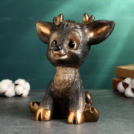 Figure "joyful deer", 21x15x25cm, black with gold-1