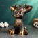 Figure "joyful deer", 21x15x25cm, black with gold