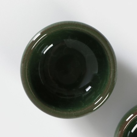 A set for the tea ceremony ceramic "lunar stone", 7 objects: kettle 150 ml, 6 PIAL 50 ml, green color-7