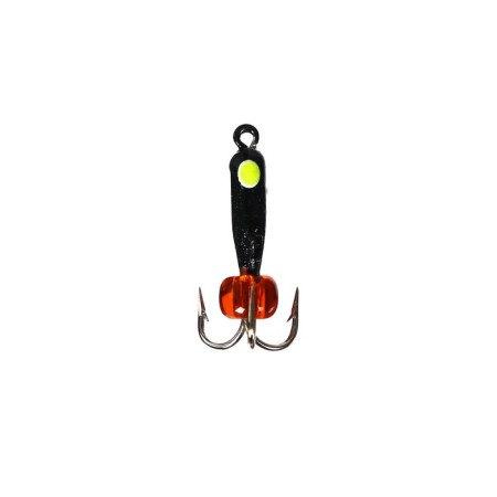 Mormyshka check black, lime eyes + beads, weight 0.6 g-1