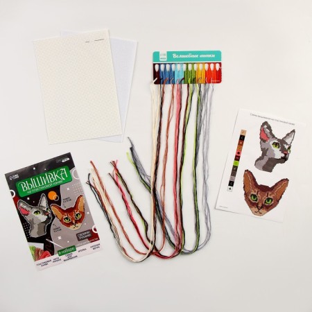 Cross -stitch on the plastic canvas "Important cats", a set for creativity-1