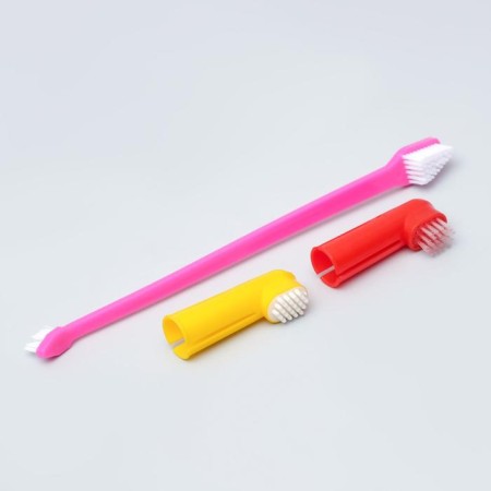 Set of dental brush two -sided + brush Batter + Massager for gums (set 3 pcs), mix