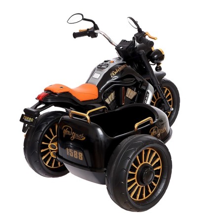 Electric car "Motorcycle Chopper", with a stroller, EVA, black color-5