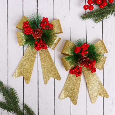 Decoration Christmas tree "Winter miracle" Banter Berry Berry (set 2 pcs) 14x19 cm, gold