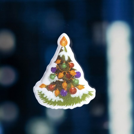 LED toy on Velcro "New Year tree" 8.5 × 10 cm, batteries Lr44x3, glow of multi-1