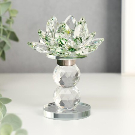 Souvenir glass "Lotus on the pedestal" rotates, green 10.5x8.5x8.5 cm