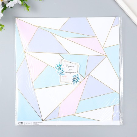 Scrapbooking paper bilateral gold "Triangles" density 180 g 30.5x32 cm-3