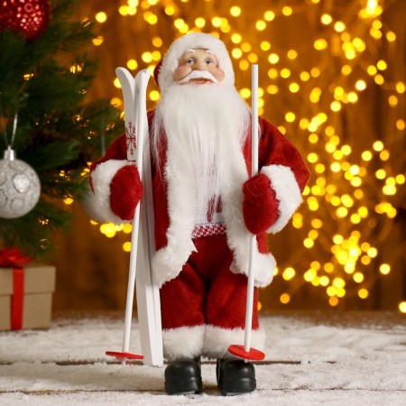 Santa Claus "in a red fur coat, skiing" 29 cm