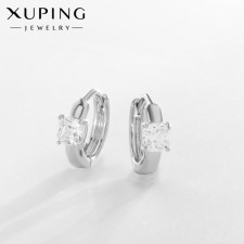 Earrings with rhinestones Xuping Troop, white color in silver