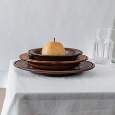 A set of plates from the natural cedar magistro, 3 pcs, 27.5 × 3 cm, 23.5 × 4 cm, 19 × 4.5 cm, chocolate color