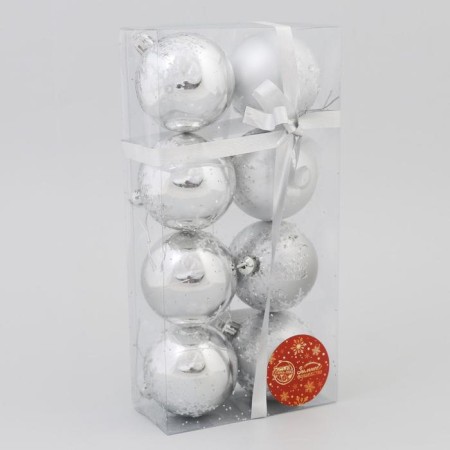 Set of balls plastic D-6 cm, 8 pcs "gerda" silver-1