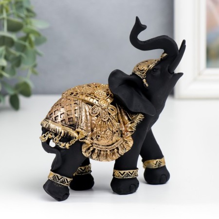 Polystone souvenir "Black Elephant in the Golden Rich Propon" MIX 14x6x12.6 cm-1