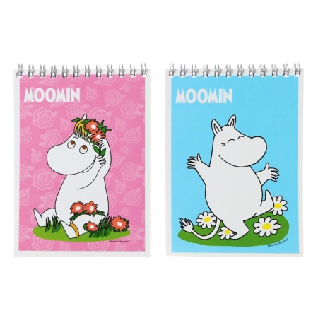 Notepad A6 40 sheets in a cage on the crest "Moomin", cover coated cardboard, selective UV-lak, block 60-65 g/m2, mix