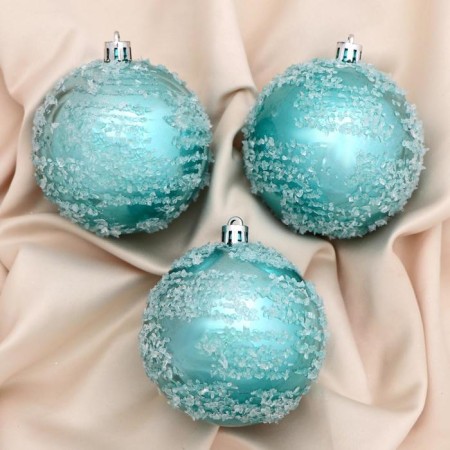Set of balls Plastic D-8 cm, 3 pcs "Jane ice" Blue