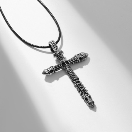 Unisex "Cross" with a skull, color black silver on a black lace, 51 cm