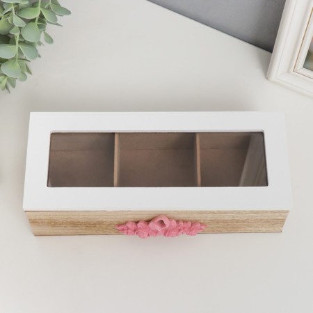Casket tree with divisions "Pink rose" beige 10x24x7 cm-2