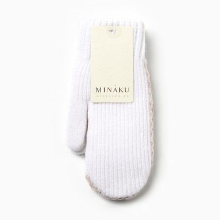 Women's mittens minku, white color, 22 cm-3