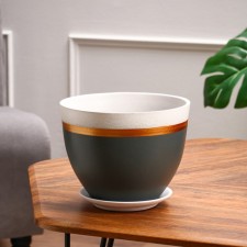 Pot floral style of gray-blue 3.5 l