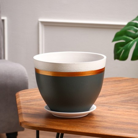 Pot floral style of gray-blue 3.5 l