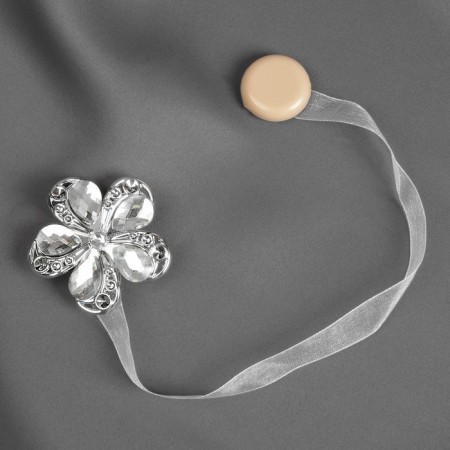 Picking for curtains "Chamomile flower", d = 5.5 cm, silver color-1