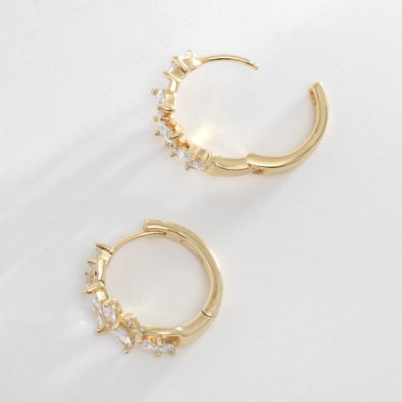 Hooping earrings Xuping diadem, white color in gold, d = 2 cm-1