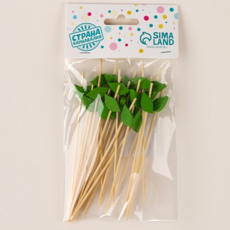 Skewers for the canapes "Leaves" set 24 pcs., Green color-3