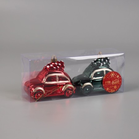 Decoration Christmas tree "machine Color" (set 2 pcs) 9x5x7 cm, green red-1