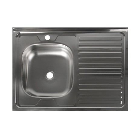 Kitchen sink "Vladix", invoice, without siphon, 80x60 cm, left, stainless steel 0.4 mm