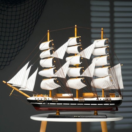 The souvenir ship is large "Gedan", the sides are blue, the sails are white, 82 × 13 × 62 cm-7
