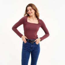 Women's longliva minku: Basic line burgundy color, river 42