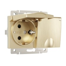 The W1172210 Double moisture protection socket, with grounding, with protective lids and curtains, champagne Riflene