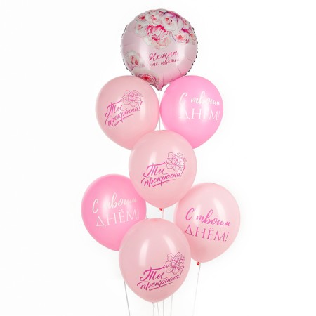 Bouquet of balls “tender as a flower”, latex, foil, set: 7 pcs., Mix-1
