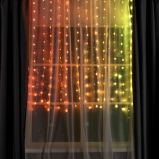 Умная гирлянда «Занавес» 2 × 1.5 м роса, IP20, серебристая нить, 300 LED, пульт ДУ, приложение, свечение RGB, USB