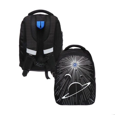 School backpack, 40 x 27 x 20 cm, Grizzly, ergonomic back, laptop department, black