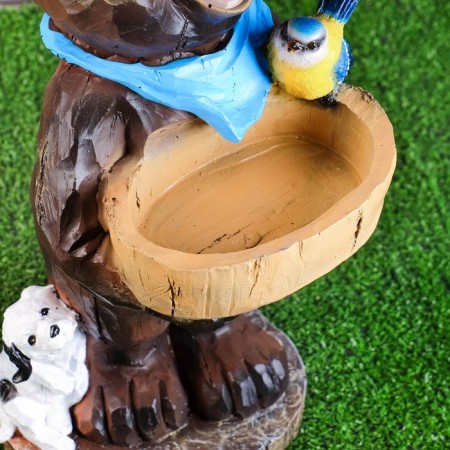 Garden Figure-Pillet for Bird "Bear with a Bird" from the Polystone, 42cm, Big, Street-4