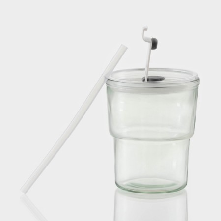 Glass glass with a lid and a tube, 450 ml-1
