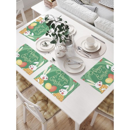Set of napkins for setting the table "Family pairs of bunnies", rectangular, size 32x46 cm, 4 pcs