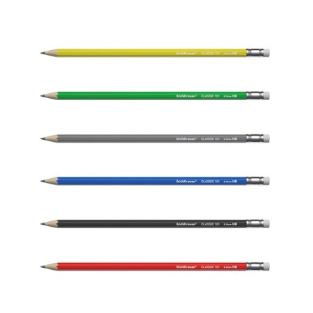 Chernographic pencil with Erichkrause "Classic 101", HB, Grifel D = 2.2 mm, plastic, hexagonal in the box, mix-4