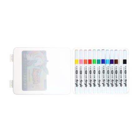 A set of acrylic markers 12 colors, a round tip, for any surface-8