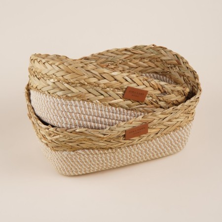A set of baskets for storing manual weaving, cotton, corn, 2 pcs: 28x18x10, 30x20x12 cm-1