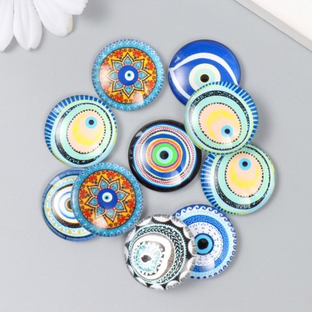 Decor (cabochon) for creativity glass "Türkiye" mix d = 2.5 cm