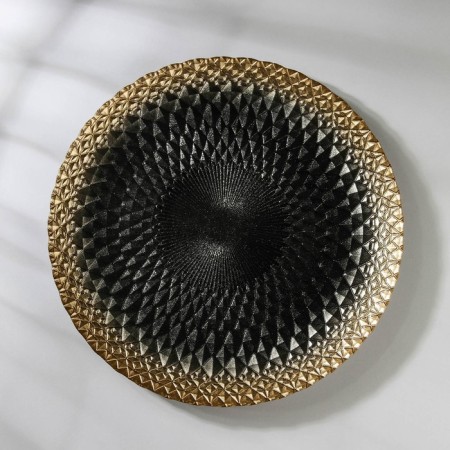 Baroque plate, d = 28 cm, black color with gold