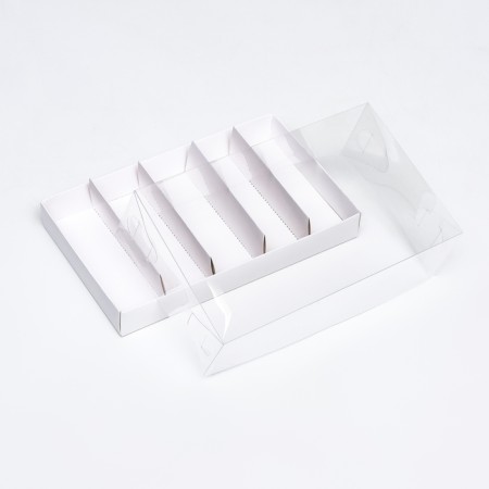 Folding confectionery box for 5 eclairs, white, 22x13.5x7cm-3