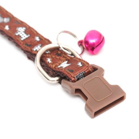 Collar "dog" with a bell, 30 x 1 cm, nylon, brown-5